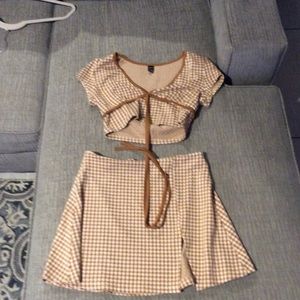 Plaid top and skirt set